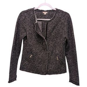 Women's Gap zip up cropped jacket, black/white, size S